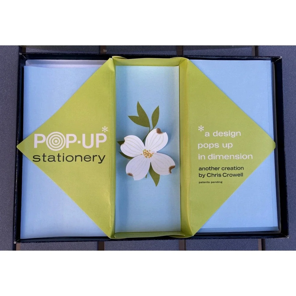 Vintage Pop Up stationery dogwood flower Chris Crowell design paper engineering